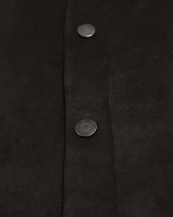 Black Slim Fit Faux Suedette Overshirt