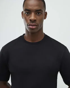 Black Slim Fit Interlock Crew Neck T-Shirt