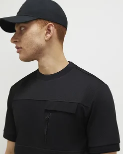 Black Slim Fit Nylon Pocket T-shirt