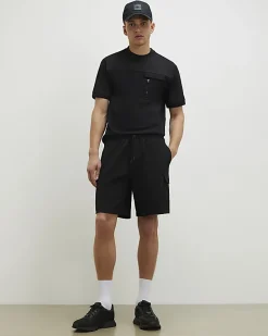 Black Slim Fit Nylon Pocket T-shirt