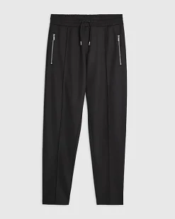 Black Slim Fit Pique Pintuck Joggers