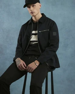 Black Slim Fit Pique Pintuck Joggers