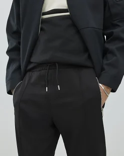 Black Slim Fit Pique Pintuck Joggers