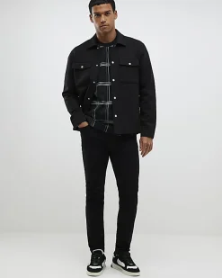 Black Slim Fit Premium Collared Overshirt