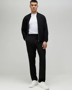 Black Slim Fit Stretch Bomber Jacket
