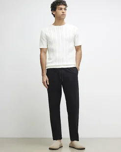 Black Slim Fit Stretch Textured Joggers