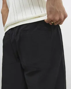 Black Slim Fit Stretch Textured Joggers