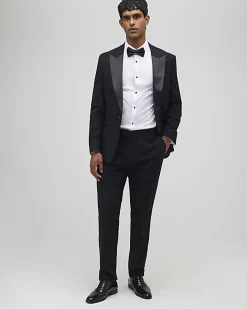 Black Slim Fit Stretch Tuxedo Suit Trousers