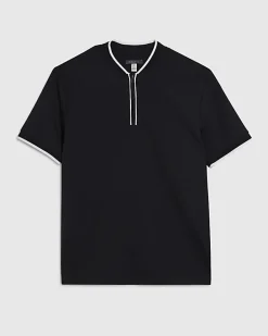 Black Slim Fit Tipped Baseball Shirt