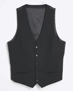 Black slim fit waistcoat