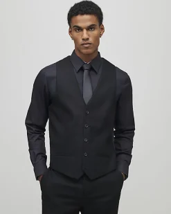 Black slim fit waistcoat
