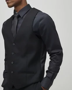Black slim fit waistcoat