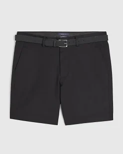 Black Slim Stretch Chino Short with Belt