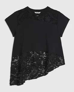 Black Spliced Lace T-Shirt