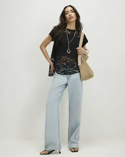 Black Spliced Lace T-Shirt