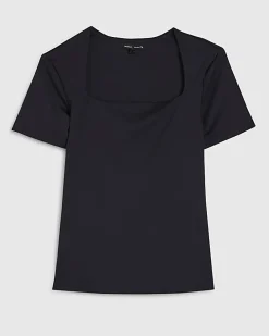 Black Square Neck Fitted Top