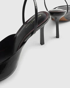 Black Square Toe Heeled Sandals