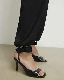 Black Square Toe Heeled Sandals