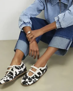 Black Strap Cow Sneakerina Ballet Trainers