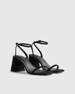 Black Strappy Block Heel Sandals