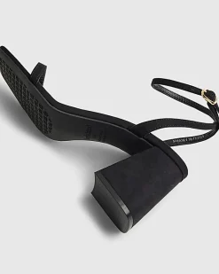 Black Strappy Block Heel Sandals