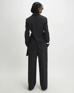 Black Stripe Wide Leg Trousers