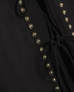 Black Stud Beach Cover Up Blouse