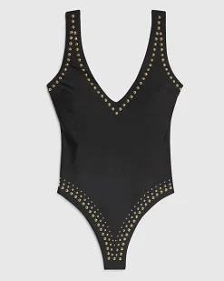Black Studded Swimsuit