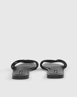 Black Suede Twist Strap Sandals