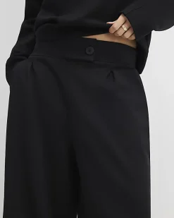 Black Tailored Jersey Wide Leg Trousers