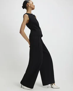 Black Tailored Wide Leg Trousers