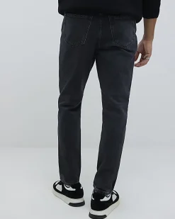 Black Tapered Fit Stretch Jeans