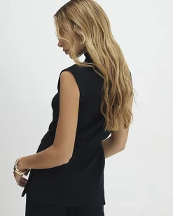 Black Texture Tie Top