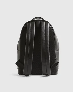 Black Textured Faux Leather Backpack