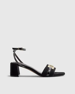 Black Trim Block Heel Sandals