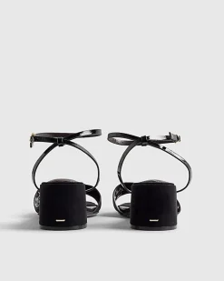 Black Trim Block Heel Sandals
