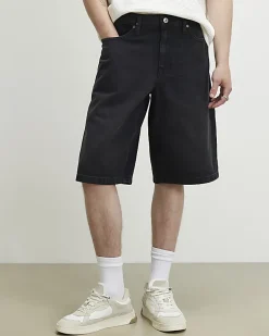 Black Washed Denim Jorts