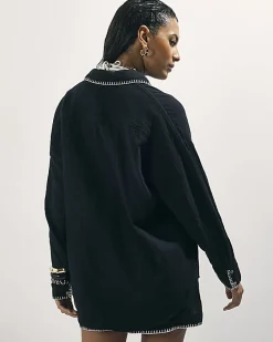 Black Whipstitch Beach Shirt
