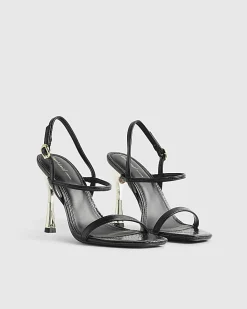 Black Wide Fit Open Back Heeled Sandals