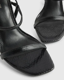 Black Wide Fit Open Back Heeled Sandals