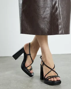 Black Wide Fit Triple Strap Platform Sandals