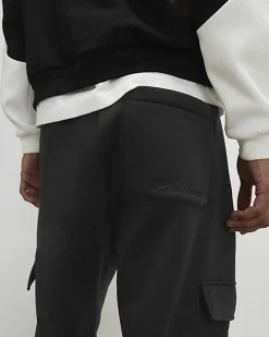 Black Wide Leg Cargo Joggers