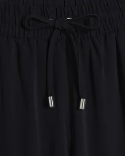 Black Wide Leg Drawstring Tailored Joggers