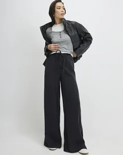 Black Wide Leg Pyjama Style Drawstring Jeans