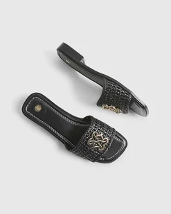 Black Woven Mule Sandals