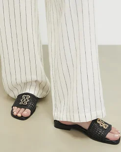Black Woven Mule Sandals
