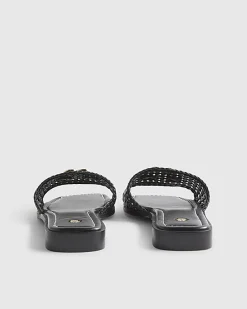 Black Woven Mule Sandals