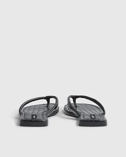 Black Woven Toe Thong Flat Sandals