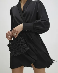 Black Wrap Front Mini Dress