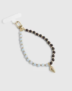Blue Beaded Charm Phone Chain